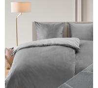 Blumtal literie 200x200 & 2x 80x80cm Cashmere-Touch peluche en gris
