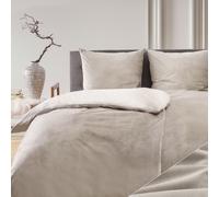 Blumtal literie 2x 135x200 & 2x 80x80cm Cashmere-Touch peluche en taupe
