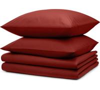 Blumtal literie 2x 135x200cm + 2x taies d'oreiller 40x80cm - Microfibre Bed Sheets 135x200cm - 4 paires de draps rouge foncé