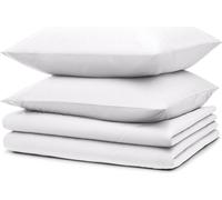 Blumtal literie 2x 135x200cm + 2x taies d'oreiller 40x80cm - Microfibre Bed Sheets 135x200cm - 4 paires de draps blancs