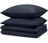 Blumtal Literie 2x 135x200cm + 2x taies d'oreiller 40x80cm - Microfibre Bed Sheets 135x200cm - Set de 4 draps de lit bleu foncé