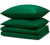 Blumtal Literie 2x 135x200cm + 2x taies d'oreiller 40x80cm - Microfibre Bed Sheets 135x200cm - Set de 4 draps de lit vert foncé