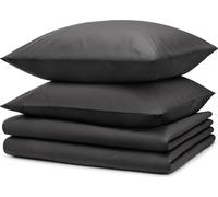 Blumtal literie 2x 135x200cm + 2x taies d'oreiller 80x80cm - Microfibre Bed Sheets 135x200cm - 4 paires de draps gris foncé