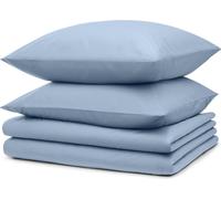 Blumtal literie 2x 135x200cm + 2x taies d'oreiller 80x80cm - Microfibre Bed Sheets 135x200cm - Set de 4 draps de lit bleu clair