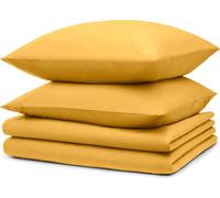 Blumtal literie 2x 135x200cm + 2x taies d'oreiller 80x80cm - Microfibre Bed Sheets 135x200cm - Set de 4 draps de lit jaune