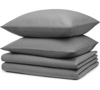 Blumtal literie 2x 135x200cm + 2x taies d'oreiller 80x80cm - Microfibre Bed Sheets 135x200cm - Set de 4 draps de lit gris