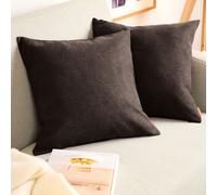 Blumtal Lot de 2 housses de coussin 40x40 cm chenille - Coussin de canapé douillet avec fermeture éclair cachée, certifié Oekotex, coussin décoratif doux, brun foncé