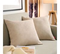 Blumtal Lot de 2 housses de coussin 40x40 cm chenille - Coussin de canapé moelleux avec fermeture éclair cachée, certifié Oekotex, coussin décoratif doux, taupe