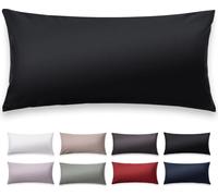 Blumtal Lot de 2 Premium Mako Satin Coton Taie d'oreiller 50x50 cm - Taie d'oreiller super douce 50x50, avec aspect brillant noble et fermetures éclair de même couleur, housse de coussin, noir