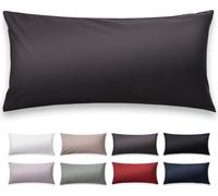 Blumtal Lot de 2 Premium Mako Satin Coton Taie d'oreiller 50x50 cm - Taie d'oreiller super douce 50x50, avec aspect brillant noble et fermetures éclair de même couleur, housse de coussin, anthracite