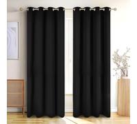 Blumtal - Lot de 2 Rideaux Occultants - Rideau Thermique Isolant Anti Froid - Rideau Occultant avec Œillets - Rideau Fenetre, 140 x 145 cm, Noir