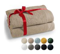 Blumtal Lot de 2 Serviettes de Sauna 80x200cm Premium - Serviette de Sauna Certifié Oeko-TEX, 100% Coton, éponge XXL - Extra Doux et Absorbant, Taupe