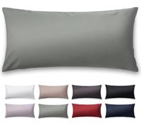 Blumtal Lot de 2 Taie d'oreiller Premium Mako Satin Coton 80x80 cm - Taie d'oreiller super douce 80x80, avec aspect brillant noble et fermetures éclair de même couleur, housse de coussin, Summer Green
