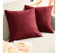 Blumtal Lot de 2 taies d'oreiller 40x40 cm chenille - Coussin de canapé douillet avec fermeture éclair cachée, certifié Oekotex, coussin décoratif moelleux, Aurora Red - Rouge