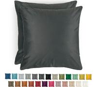 Blumtal Lot de 2 taies d'oreiller 40x40 cm velours - taie d'oreiller noble en velours, housse de coussin douce Velvet, anthracite