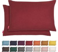 Blumtal Lot de 2 taies d'oreiller 40x60 cm chenille - Coussin de canapé douillet avec fermeture éclair cachée, certifié Oekotex, coussin décoratif moelleux, Aurora Red - Rouge