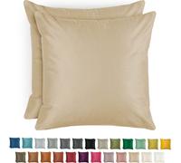 Blumtal Lot de 2 taies d'oreiller 45x45 cm velours - noble taie d'oreiller en velours, housse de coussin douce Velvet, sable - Beige