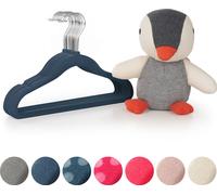 Blumtal Lot de 50 cintres pour enfants recouverts de velours - cintres pour enfants peu encombrants, cintres bébé en velours pour vêtements d'enfants et de bébés, pivotant à 360°, bleu foncé