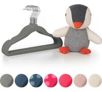Blumtal Lot de 50 cintres pour enfants recouverts de velours - cintres pour enfants peu encombrants, cintres bébé en velours pour les vêtements d'enfants et de bébés, pivotant à 360°, gris