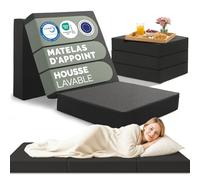 Blumtal Matelas Pliable 195x75x15 cm - Matelas de Sol en 3 Parties, Épais 15 cm, Lit d’Appoint 1 Personne en Mousse avec Housse, Confort Doux, Anthracite