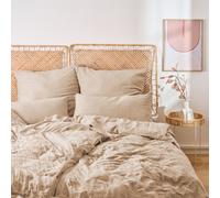 Blumtal Mousseline, linge de lit 135x200 cm, par 4 - 2x housse de couette 135 x 200 + 2x taies d'oreiller 40x80 Taupe