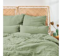 Blumtal mousseline linge de lit 155x220 cm - Housse de couette 155x220 + taie d'oreiller 40x80 vert
