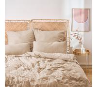 Blumtal mousseline linge de lit 200x200 cm - Housse de couette 200x200 + 2x taies d'oreiller 80x80 Taupe