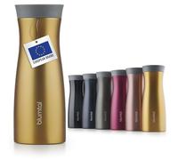 Blumtal - Mug Isotherme 380 ml - Tasse Isotherme Pour Cafe Thé - Inox - Antidérapant - Bouton Poussoir Pratique - Mug De Voyage Chaud Et Froid - Jaune