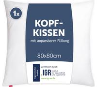 Blumtal oreiller 80x80 cm - oreiller ergonomique pour la nuque - adaptable, doux, lavable, microfibre - idéal pour les personnes allergiques & dormant sur le côté
