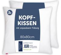 Blumtal Oreiller 80x80 cm Set de 2 pièces - Oreiller cervical avec remplissage adaptable - 100% microfibres & - Bon