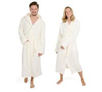 Blumtal Pape de bain homme et femme - peignoir de bain en polaire doux et moelleux avec capuche & poches avant pratiques, certifié Oeko-TEX®, taille M, couleur blanc cassé - blanc