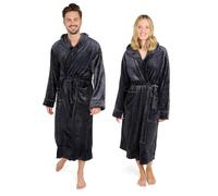 Blumtal Papeignoir femme et homme - peignoir polaire doux et moelleux avec capuche & poches avant pratiques, certifié Oeko-TEX®, taille XS, couleur blanc cassé - Anthracite