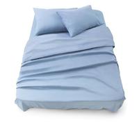 Blumtal - Parure De Lit 135x190 en Microfibre - 3 Pièces - Drap Housse 135x190 + Drap Plat 2 Personnes (220x275) + 2 Taies d'oreiller 50x80 - Bleu