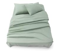 Blumtal - Parure De Lit 135x190 en Microfibre - 3 Pièces - Drap Housse 135x190 + Drap Plat 2 Personnes (220x275) + 2 Taies d'oreiller 50x80 - Vert d'été