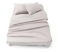 Blumtal - Parure De Lit 135x190 en Microfibre - 3 Pièces - Drap Housse 135x190 + Drap Plat 2 Personnes (220x275) + 2 Taies d'oreiller 50x80 - Gris Clair de Lune