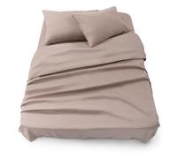 Blumtal - Parure De Lit 135x190 en Microfibre - 3 Pièces - Drap Housse 135x190 + Drap Plat 2 Personnes (220x275) + 2 Taies d'oreiller 50x80 - Taupe
