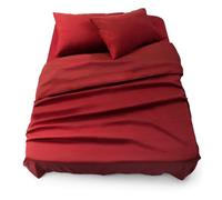 Blumtal - Parure De Lit 150x200 en Microfibre - 3 Pièces - Drap Housse 150x200 + Drap Plat 2 Personnes (240x275) + 2 Taies d'oreiller 50x80 - Rouge Aurore