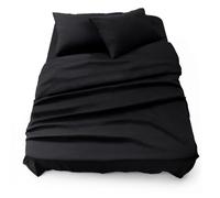 Blumtal - Parure De Lit 150x200 en Microfibre - 3 Pièces - Drap Housse 150x200 + Drap Plat 2 Personnes (240x275) + 2 Taies d'oreiller 50x80 - Noir