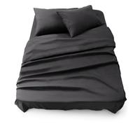 Blumtal - Parure De Lit 160x200 en Microfibre - 3 Pièces - Drap Housse 160x200 + Drap Plat 2 Personnes (240x275) + 2 Taies d'oreiller 50x80 - Anthracite