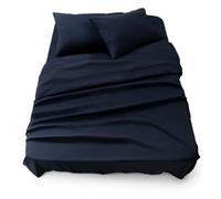 Blumtal - Parure De Lit 160x200 en Microfibre - 3 Pièces - Drap Housse 160x200 + Drap Plat 2 Personnes (240x275) + 2 Taies d'oreiller 50x80 - Bleu foncé