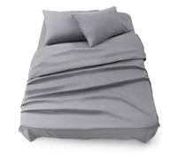 Blumtal - Parure De Lit 180x200 en Microfibre - 3 Pièces - Drap Housse 180x200 + Drap Plat 2 Personnes (280x275) + 2 Taies d'oreiller 50x80 - Gris