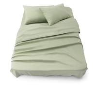 Blumtal - Parure De Lit 180x200 en Microfibre - 3 Pièces - Drap Housse 180x200 + Drap Plat 2 Personnes (280x275) + 2 Taies d'oreiller 50x80 - Vert Olive