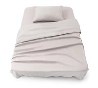 Blumtal - Parure De Lit 90x190 en Microfibre - 3 Pièces - Drap Housse 90x190 + Drap Plat 1 Personne (160x275) + 2 Taies d'oreiller 50x80 - Gris Clair de Lune