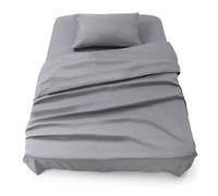 Blumtal - Parure De Lit 90x190 en Microfibre - 3 Pièces - Drap Housse 90x190 + Drap Plat 1 Personne (160x275) + 2 Taies d'oreiller 50x80 - Gris