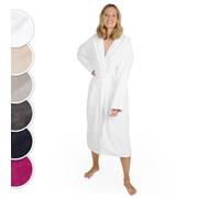Blumtal Peignoir de Bain Femme, Sortie de Bain Femme Doux et Moelleux Coton avec Capuche doublée et Velours éponge, certifié Oeko-TEX®, Taille XL, Blanc