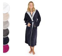 Blumtal Peignoir de bain femme, sortie de bain femme doux et moelleux coton avec capuche doublée et velours éponge, certifié Oeko-TEX®, Taille XL, Dark ocean blue - bleu