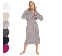 Blumtal Peignoir de Bain Femme, Sortie de Bain Femme Doux et Moelleux Coton avec Capuche doublée et Velours éponge, certifié Oeko-TEX®, Taille XL, Gris