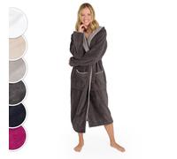 Blumtal Peignoir de Bain Femme, Sortie de Bain Femme Doux et Moelleux Coton avec Capuche doublée et Velours éponge, certifié Oeko-TEX®, Taille S, Anthracite et Gris