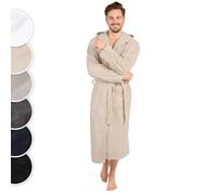 Blumtal peignoir de bain pour homme - taille L - peignoir homme doux et moelleux - robe de chambre 100% coton certifiée Oeko-Tex - peignoir de bain doublé avec capuche et tissu éponge velours - taupe