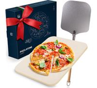Blumtal pierre à pizza pour four & barbecue à gaz incl. pelle à pizza - pierre à pizza rectangulaire en cordiérite, pour une pizza comme au four à pierre, incl. pelle à pizza
